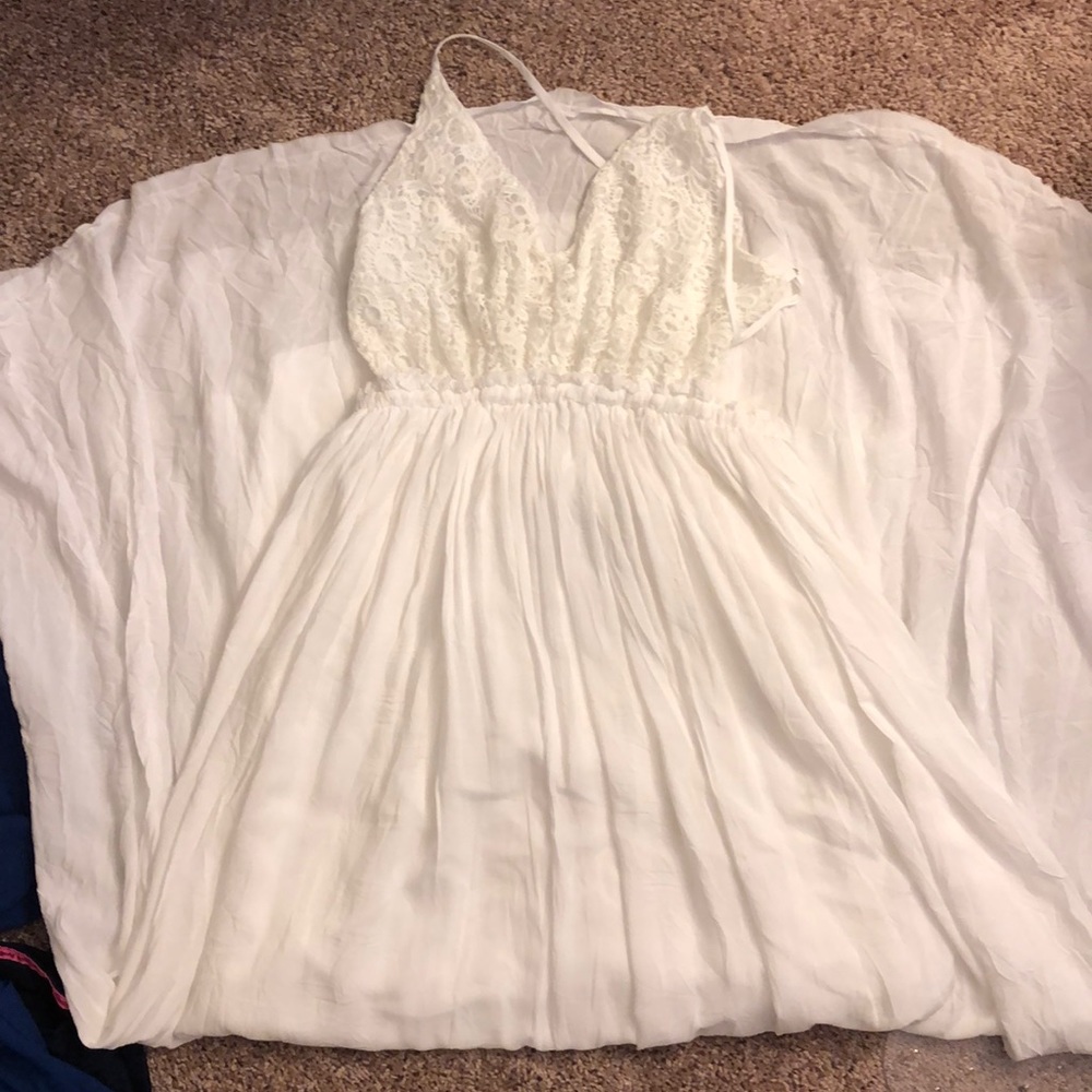White maxi dress, cute for maternity!